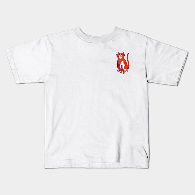 Small Red Crystal Cat Kids T-Shirt by ellenhenryart